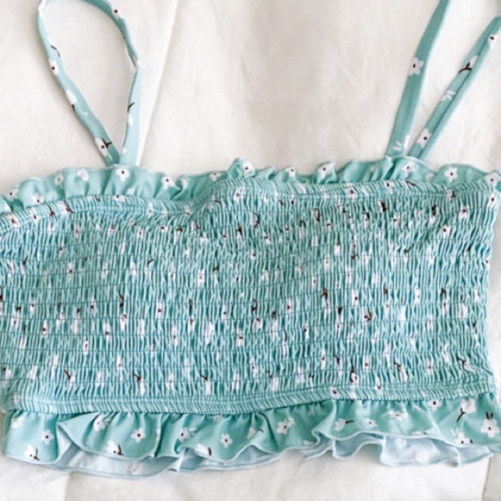 Zaful Floral Smocked Swimsuit